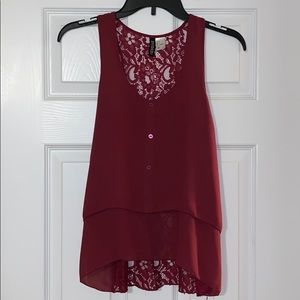 Red lace tank